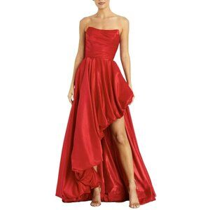 Mac Duggal Strapless Satin High Low Ruched Formal Gown Maxi Dress Sz 10 NWT